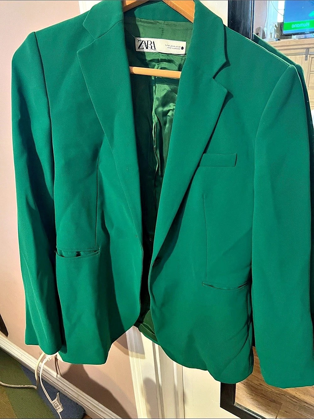 Zara Green Blazer Size Medium Like New